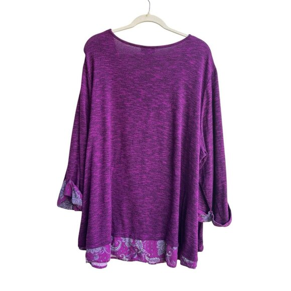 Catherines Women's Impossibly Soft Duet Tunic Plus Size 3X Berry Purple Paisley - Picture 6 of 6